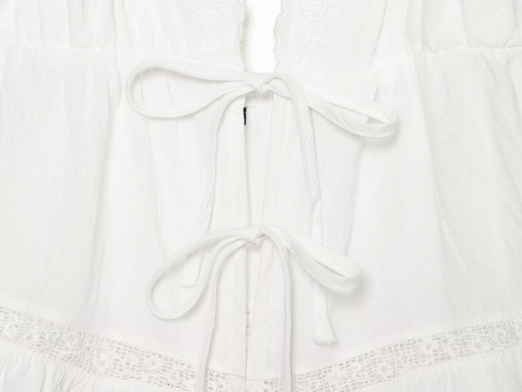 Women Clothing Summer Sexy Tulle Embroidered Hanging Collar Sling Top