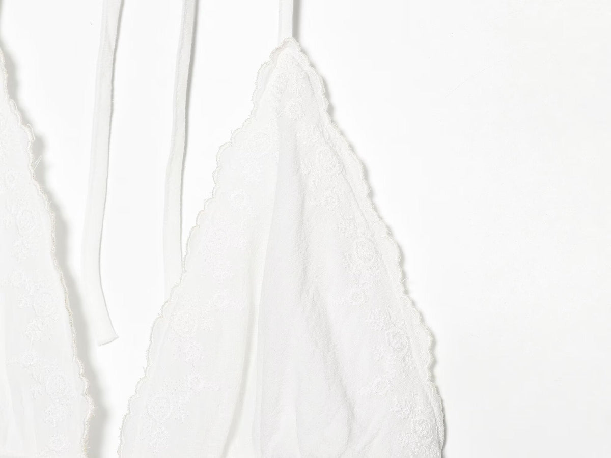 Women Clothing Summer Sexy Tulle Embroidered Hanging Collar Sling Top