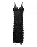 Sexy Lace Patchwork Maxi Dress Skinny Sheath Buckle Strap Dress