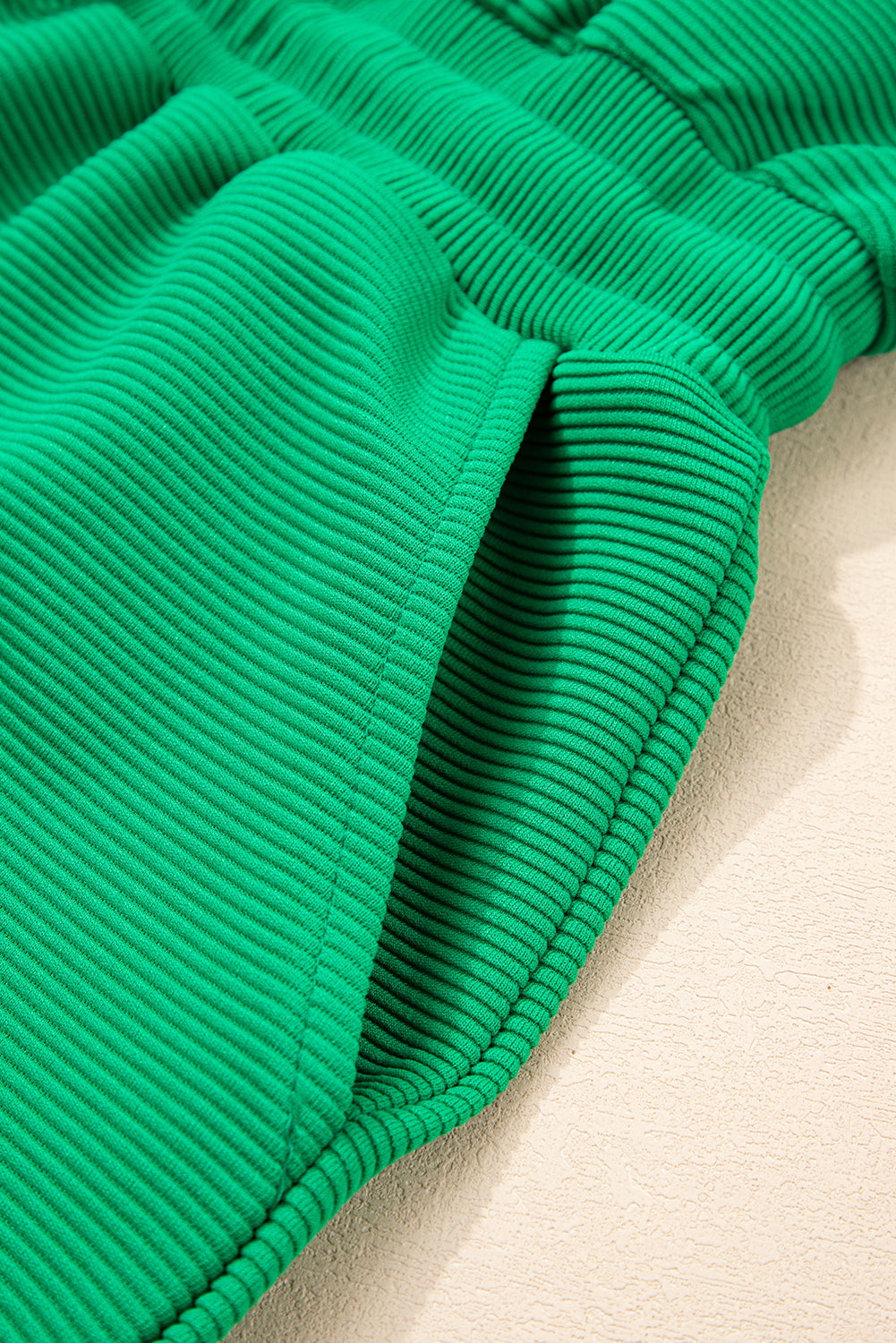 Bright Green Textured Short Sleeve Half Zip Romper