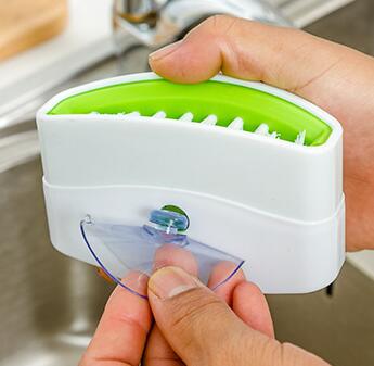 Multi-Purpose Kitchen Cleaning Brush with Suction Cup - 11x6x4cm
