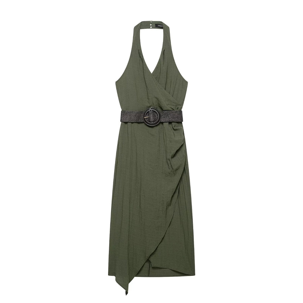Women Clothing Summer Irregular Asymmetric Dress Midi Dress