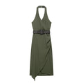 Women Clothing Summer Irregular Asymmetric Dress Midi Dress