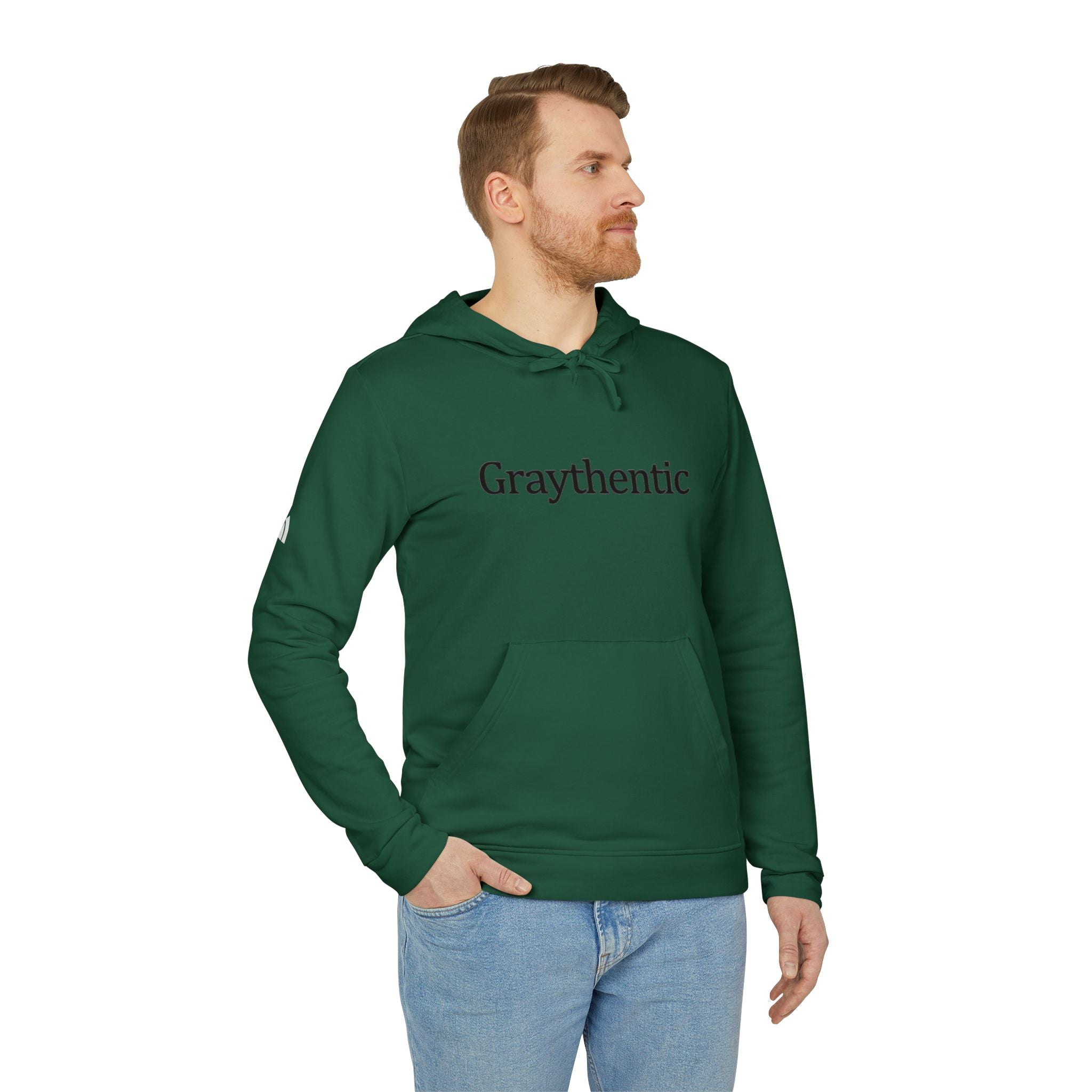 Unisex Fleece Pullover Hoodie in Red, Dark-Gray and White