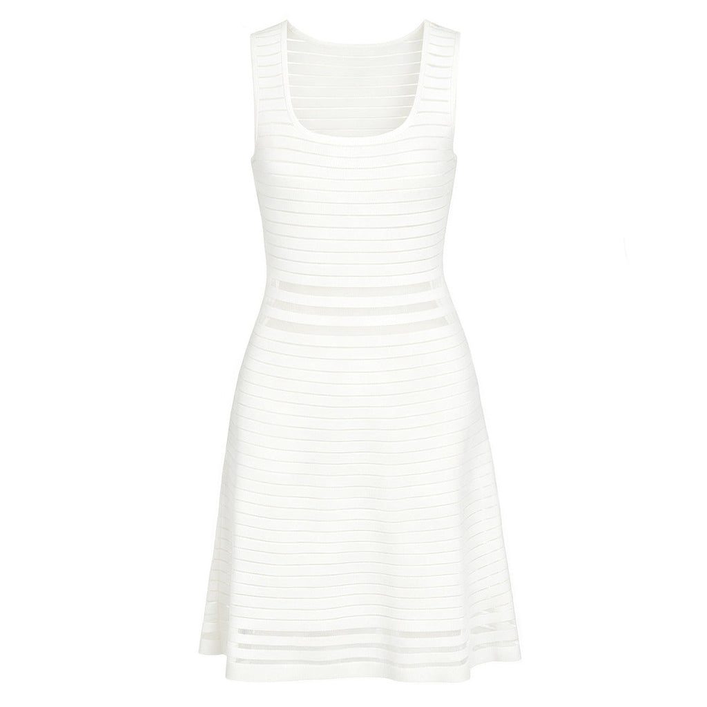 Summer Fashionable Knitted Heavy Industry Slim Slimming Sleeveless Dress for Women