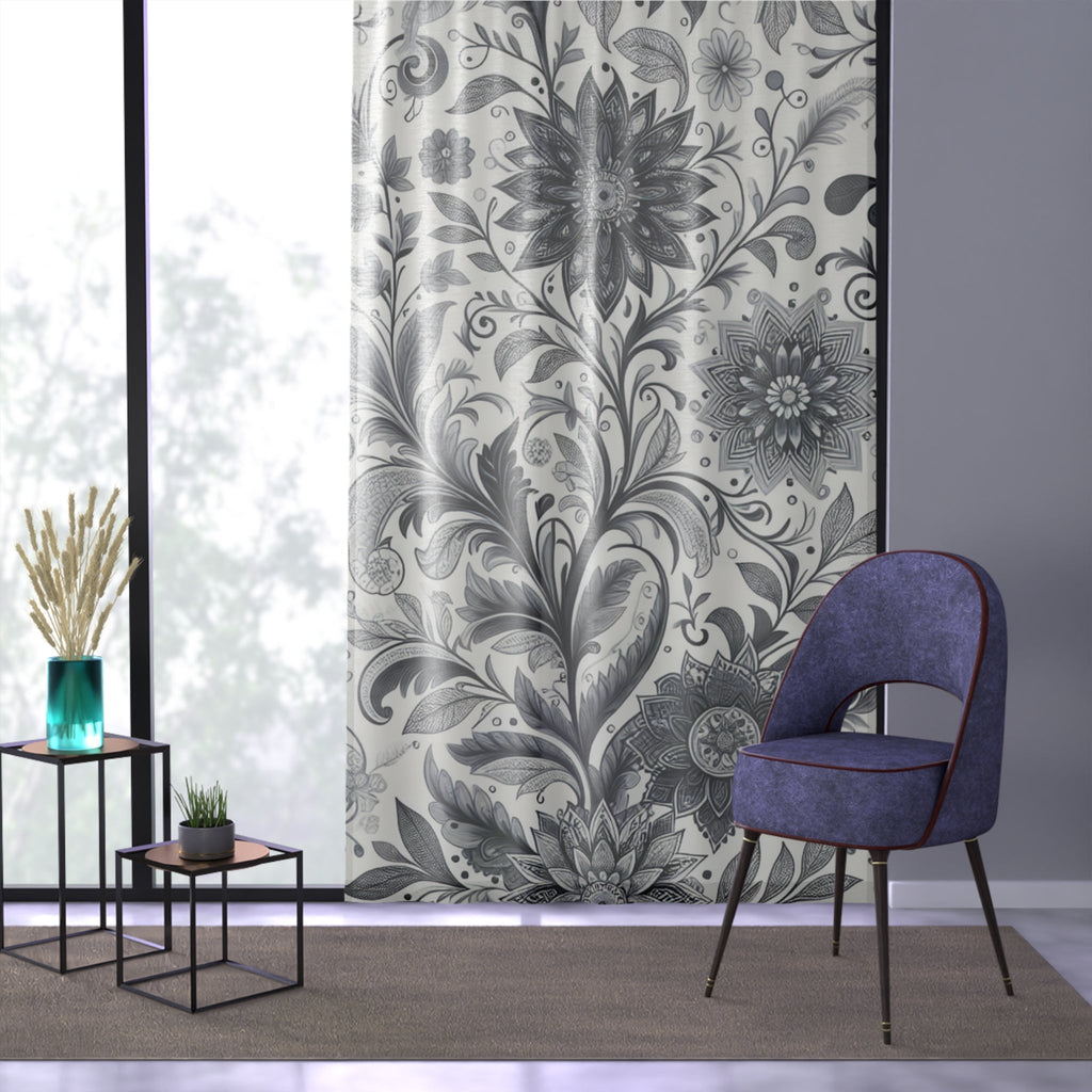 Elegant Black and White Floral Window Curtains for Modern Home
