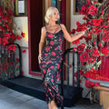 Square Collar Sweet Floral Strap Dress Summer Sexy Gentle Dress