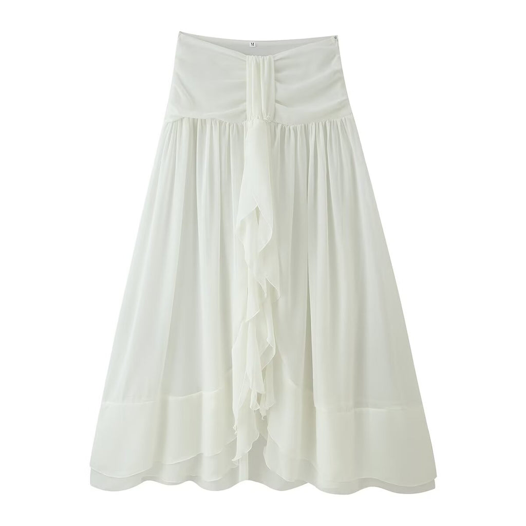 Women Clothing Summer Lace Ruffled Ribbon Skirt Set