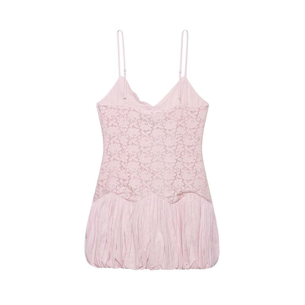 Women Clothing Autumn Sexy Balloon Lace Dress