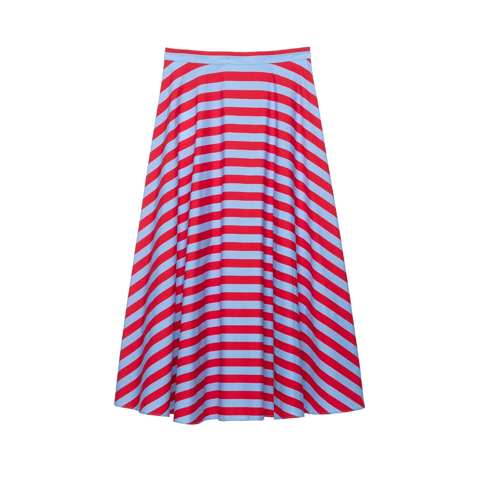 Women Clothing Fashionable Simple Elegant Striped Laminated Midi Skirt