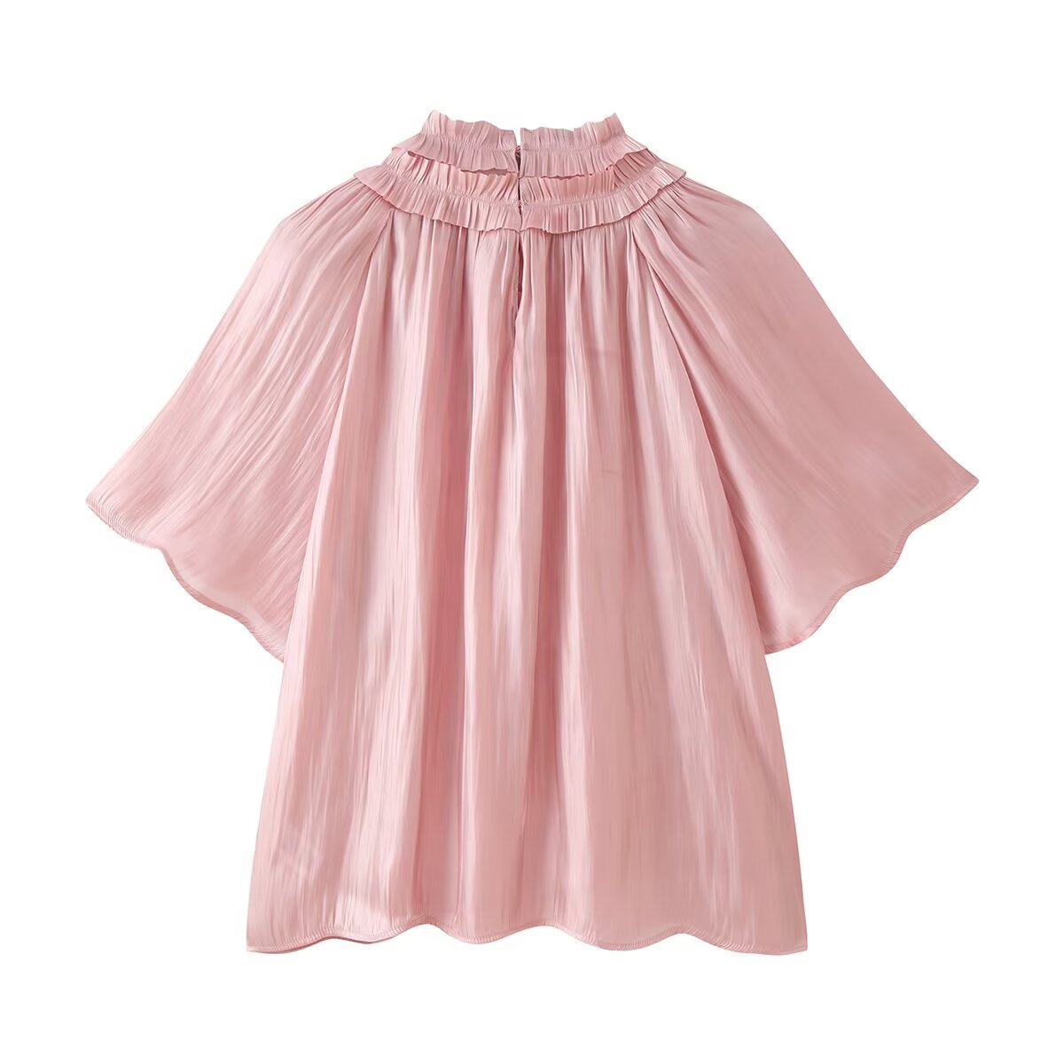 Women Clothing Autumn Gentle Elegant Bright Effect Short Sleeve Shirt