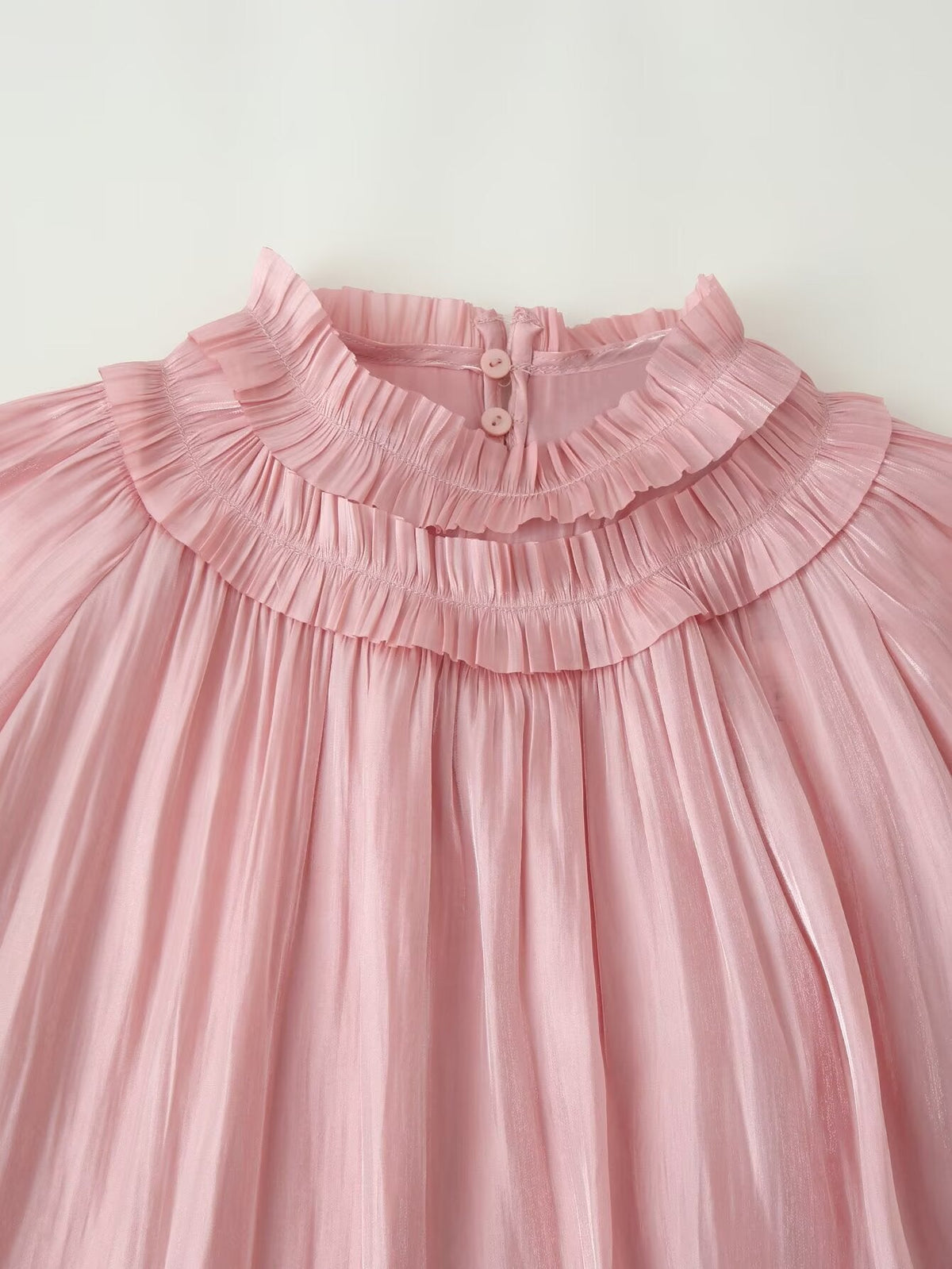Women Clothing Autumn Gentle Elegant Bright Effect Short Sleeve Shirt