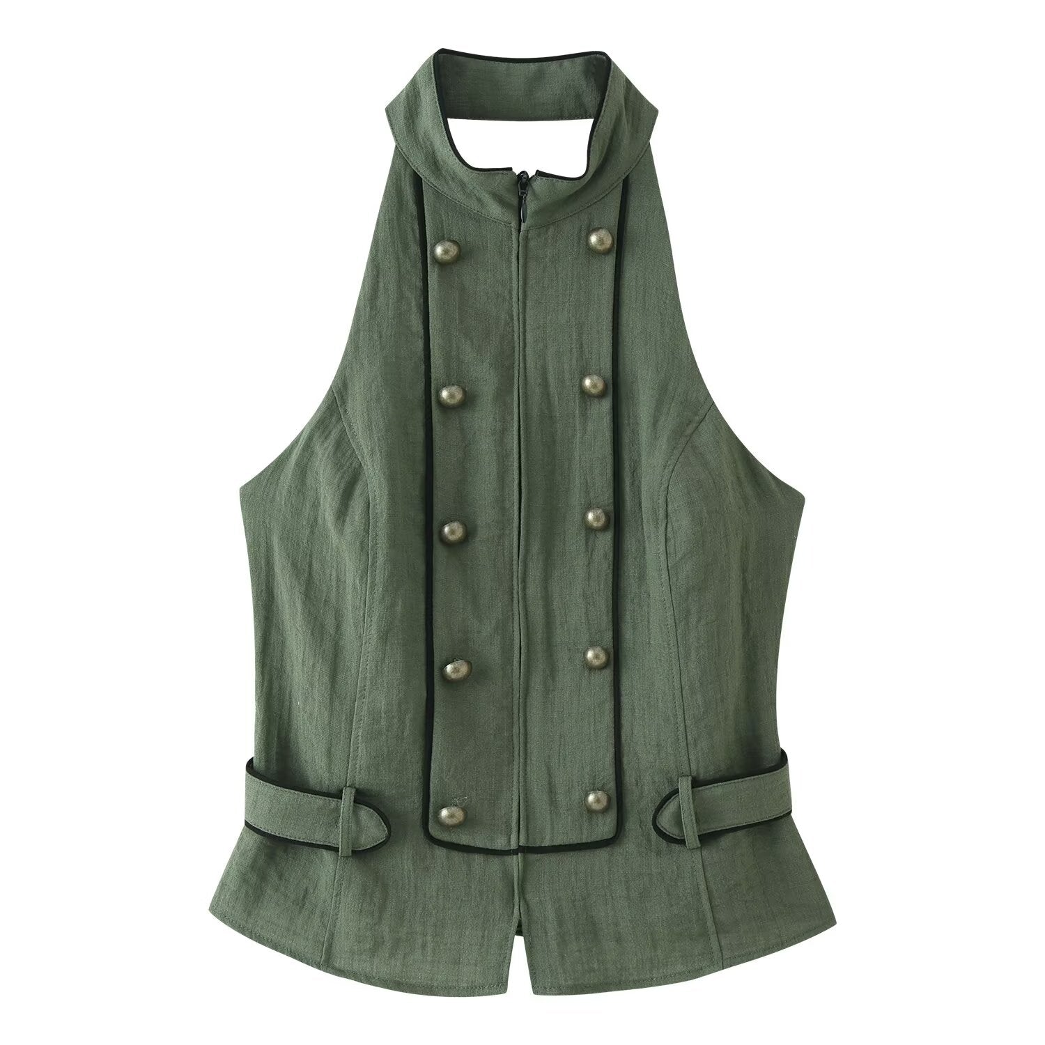 Women Clothing All Match Elegant Backless Hanging Collar Top