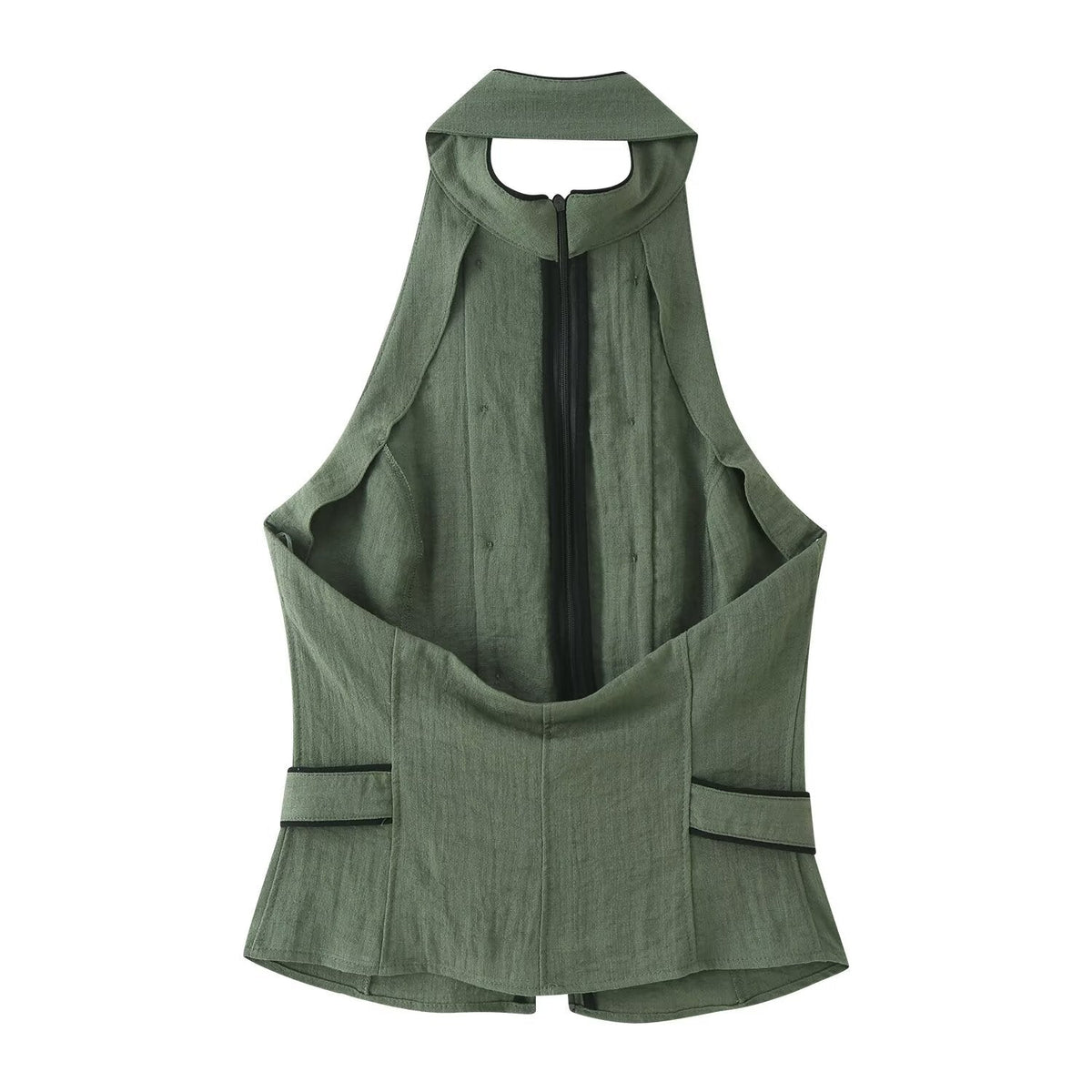 Women Clothing All Match Elegant Backless Hanging Collar Top