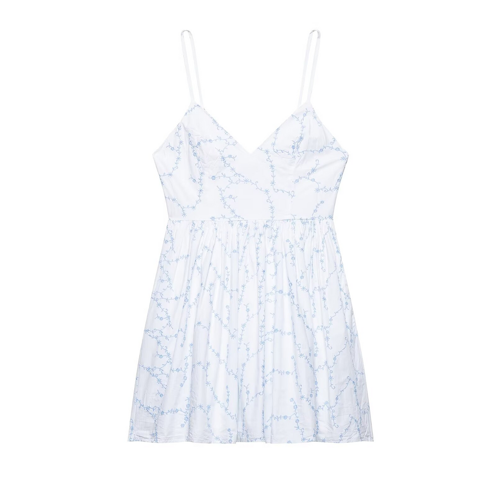 Women Clothing Autumn Sweet Fresh Embroidered Poplin Dress