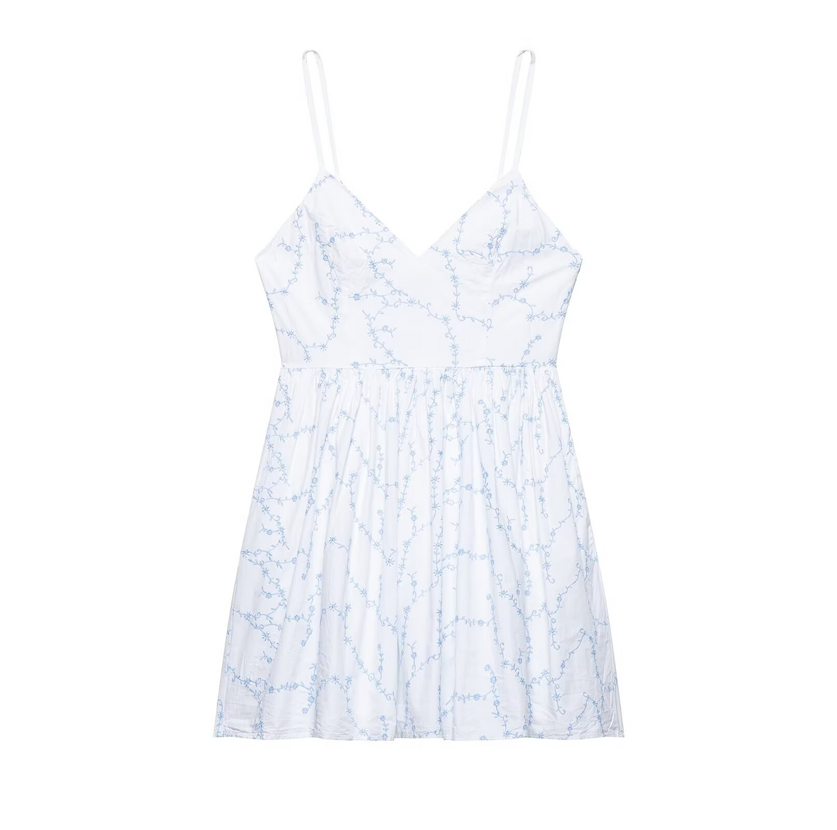 Women Clothing Autumn Sweet Fresh Embroidered Poplin Dress