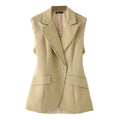 Women Clothing Summer Street One Button Backless Irregular Asymmetric Blazers Vest Women
