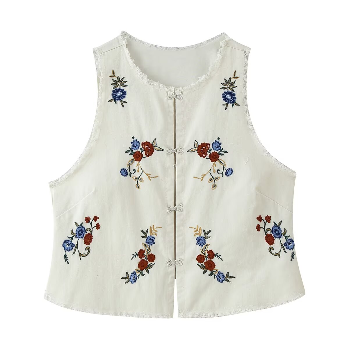 Summer Women Clothing Mori Heavy Industry Sleeveless Embroidered Vest
