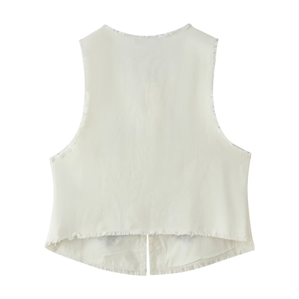 Summer Women Clothing Mori Heavy Industry Sleeveless Embroidered Vest