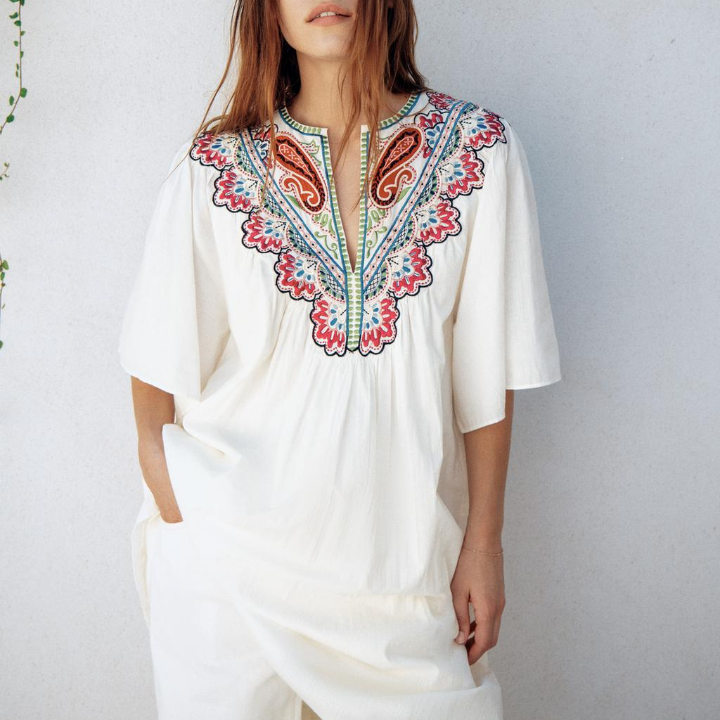 Fall Women Clothing Casual All Match Embroidered Solid Color Dress