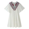 Fall Women Clothing Casual All Match Embroidered Solid Color Dress