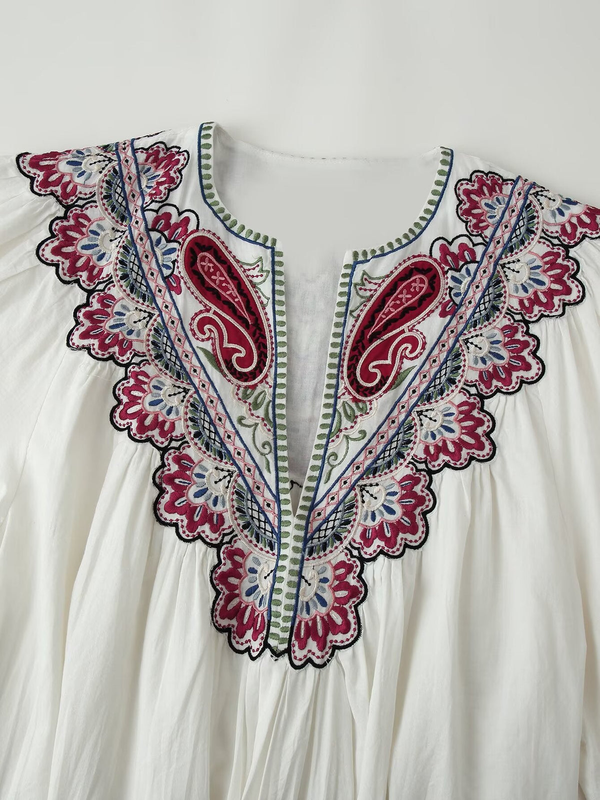 Fall Women Clothing Casual All Match Embroidered Solid Color Dress