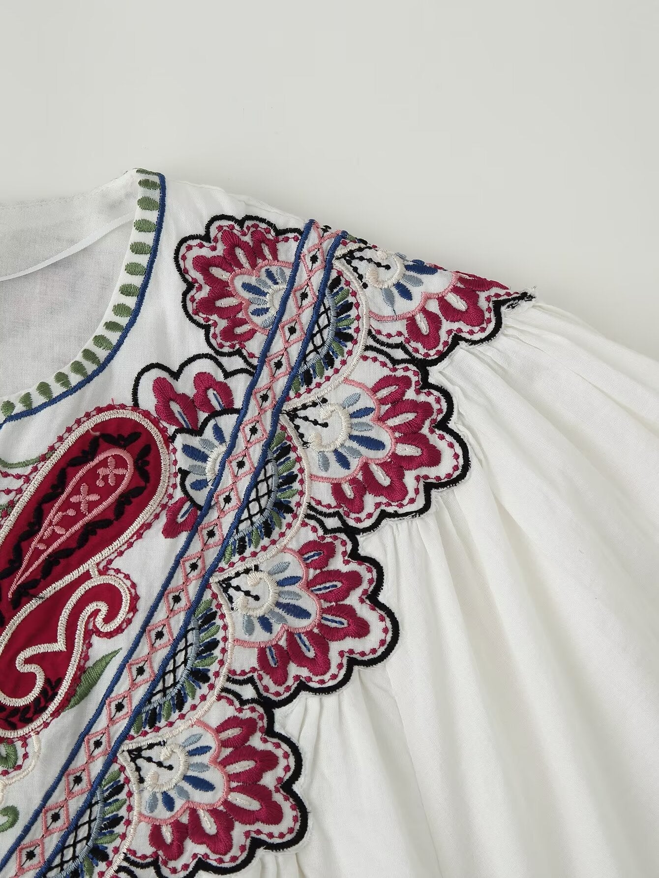 Fall Women Clothing Casual All Match Embroidered Solid Color Dress