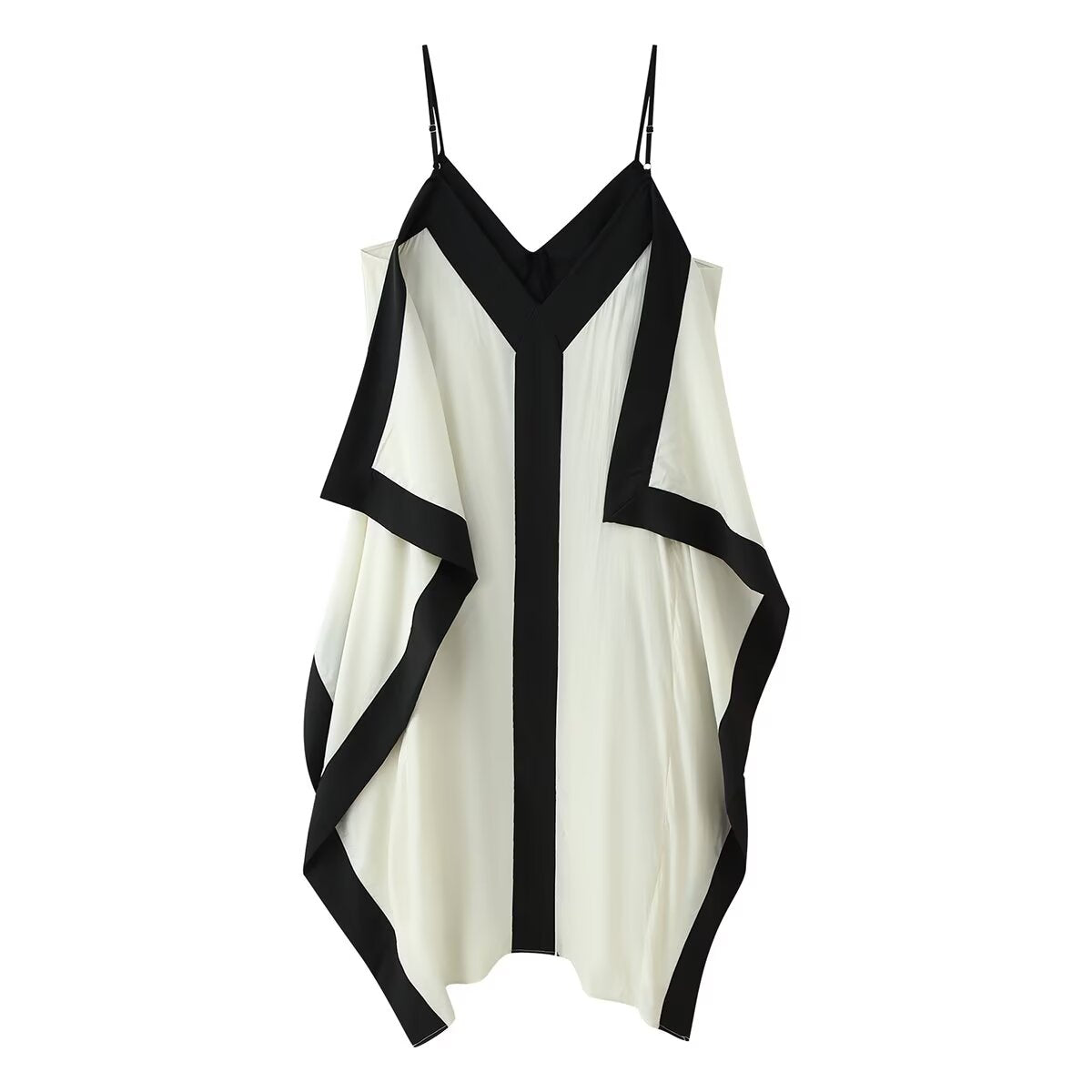 Summer Vacation Idle Contrast Color Women Clothing V neck Brace Maxi Sexy Dress
