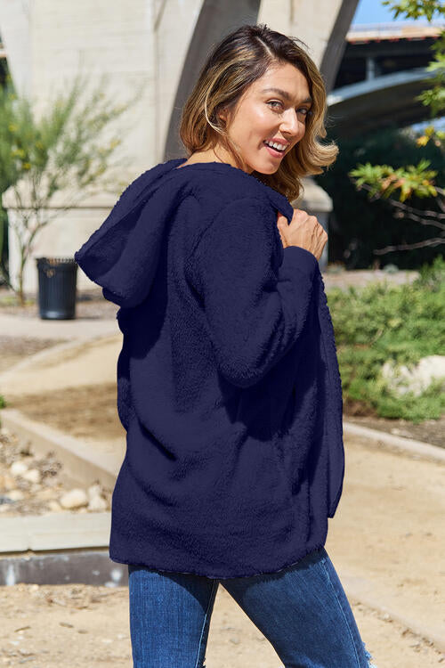 Women's Teddy Hooded Jacket Oversized Knit Casual Outerwear