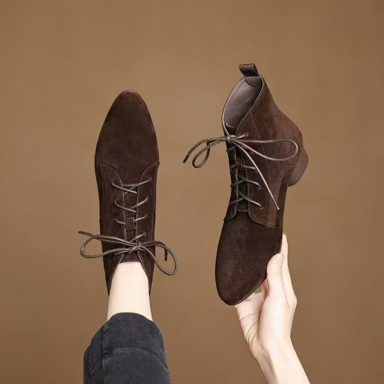 Maillard Matte Pointed Low-Heel Ankle Boots Women