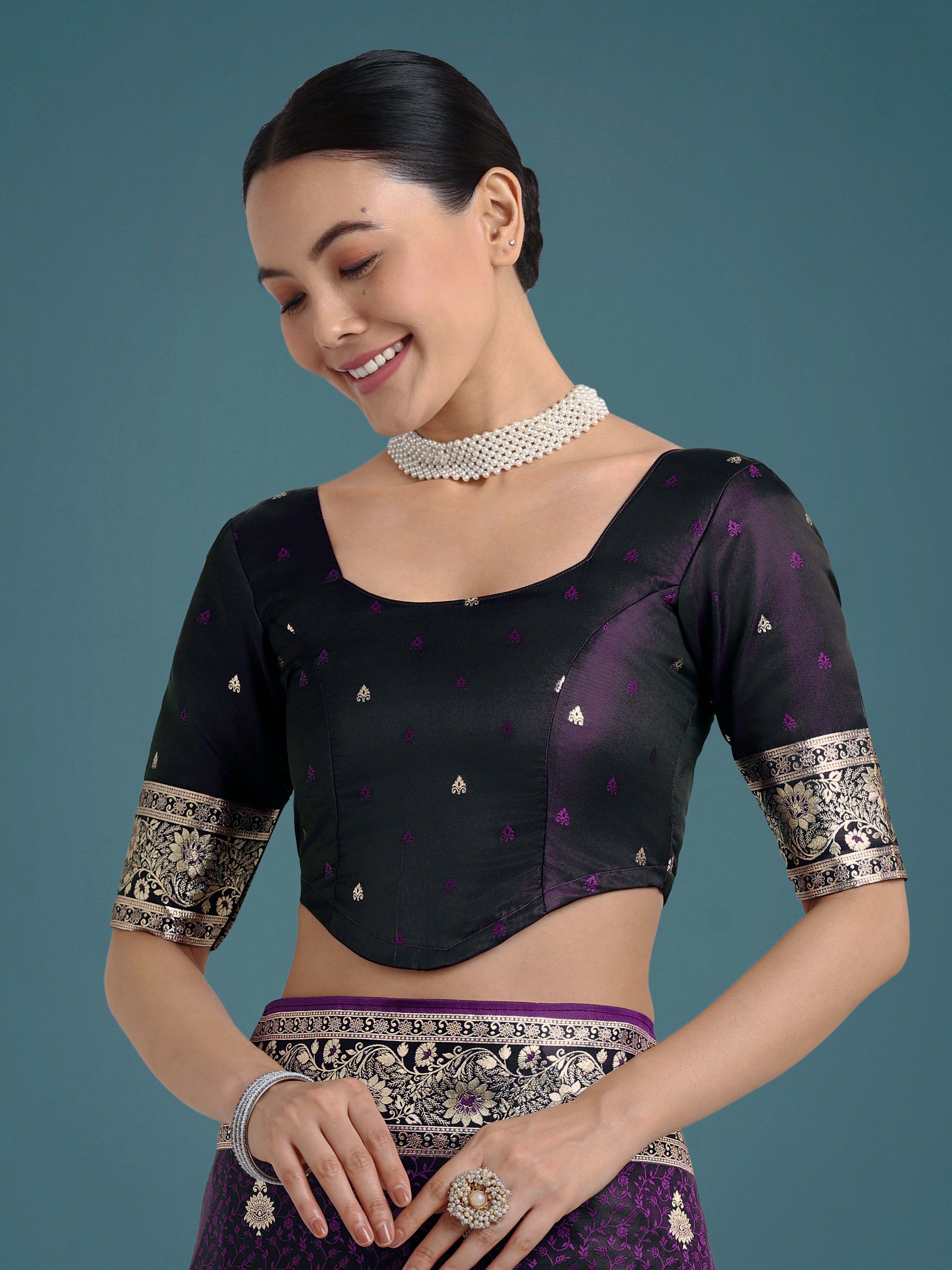 Purple Banarasi Satin Silk Saree with Rich Intricate Zari Work