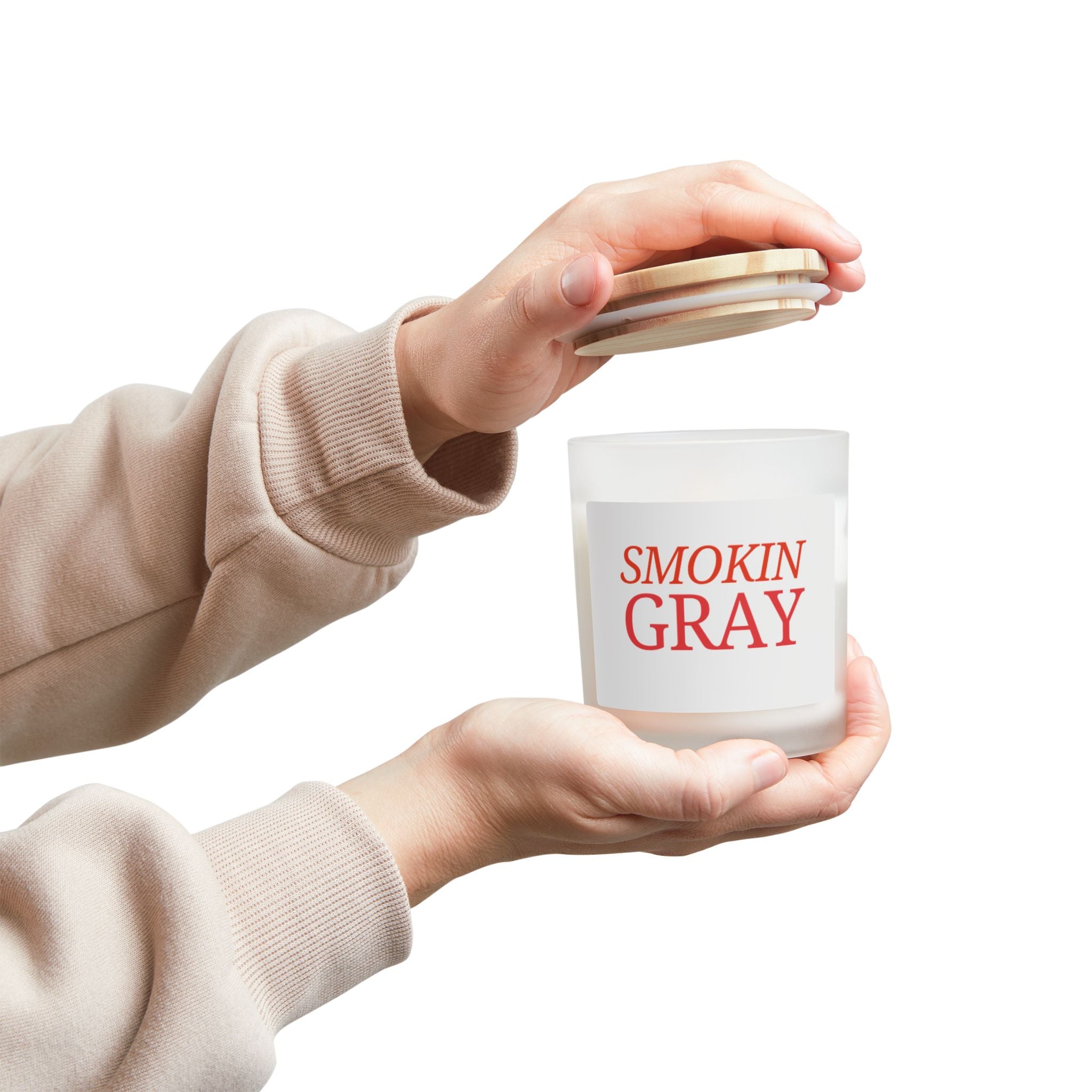 Smokin Gray Frosted Glass Candle, 11oz Modern Home Decor