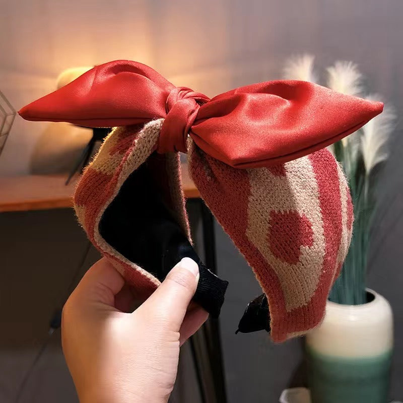 Winter Woolen Hair Band with Rabbit Ears Bow - Image 4