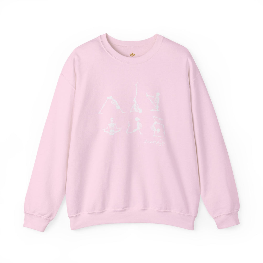 Namaste Halloween Yoga Skeleton Sweatshirt | Cozy Gildan Unisex Crewneck, Three Bees Co. Fall Fashion, Halloween Apparel, Spooky Season Essentials