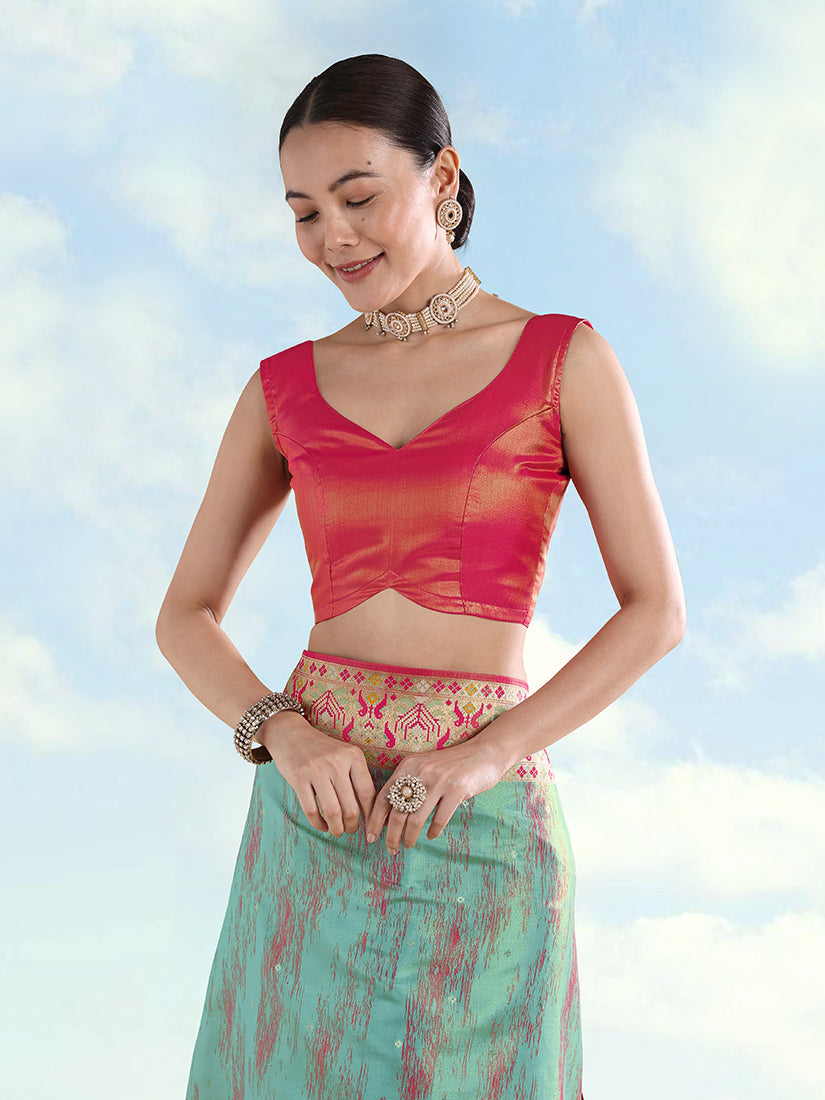 Sky Blue Banarasi Tissue Silk Paithani Saree with Zari Work
