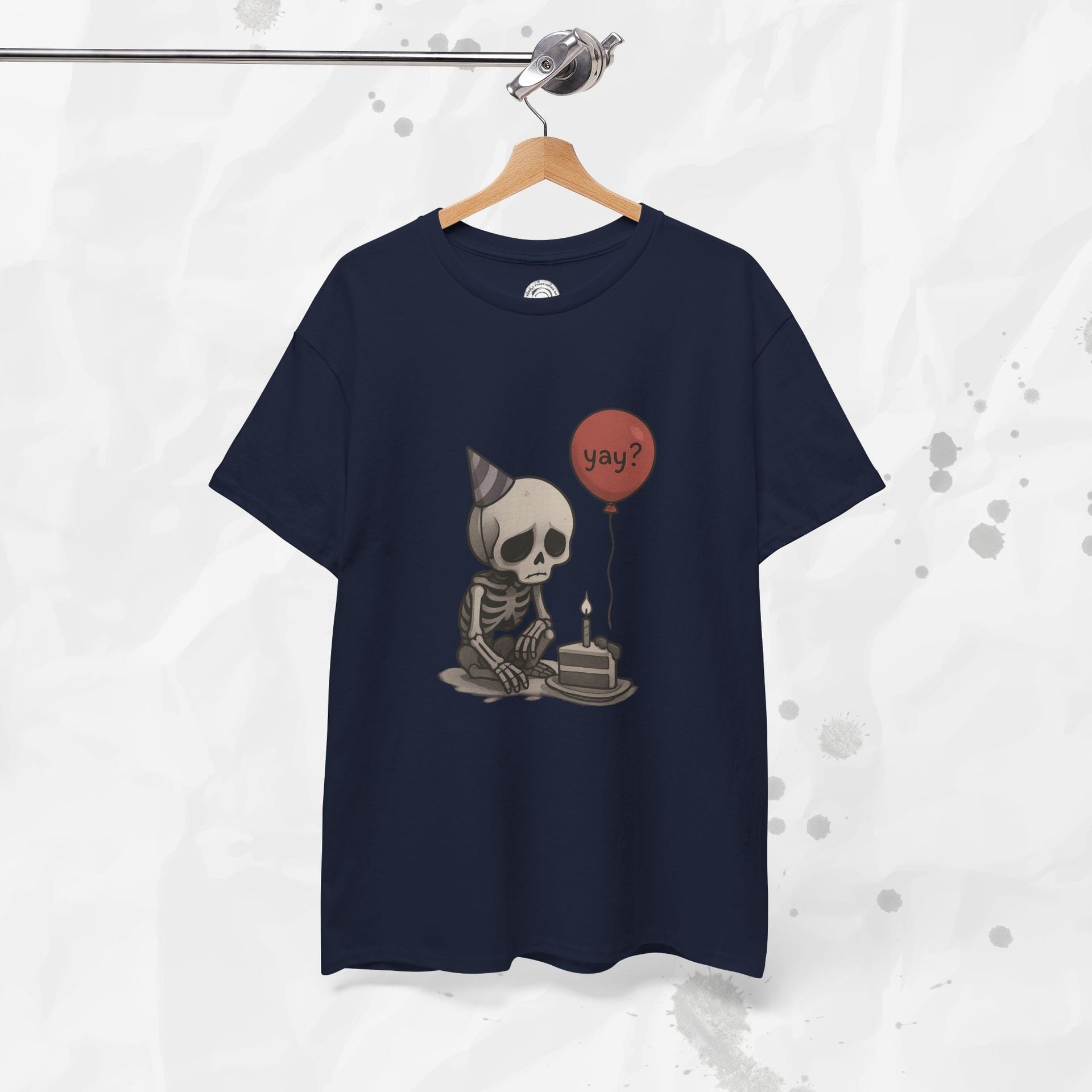 Yay? Skeleton Birthday Graphic T-Shirt - Available in Grey and Red - Image 26