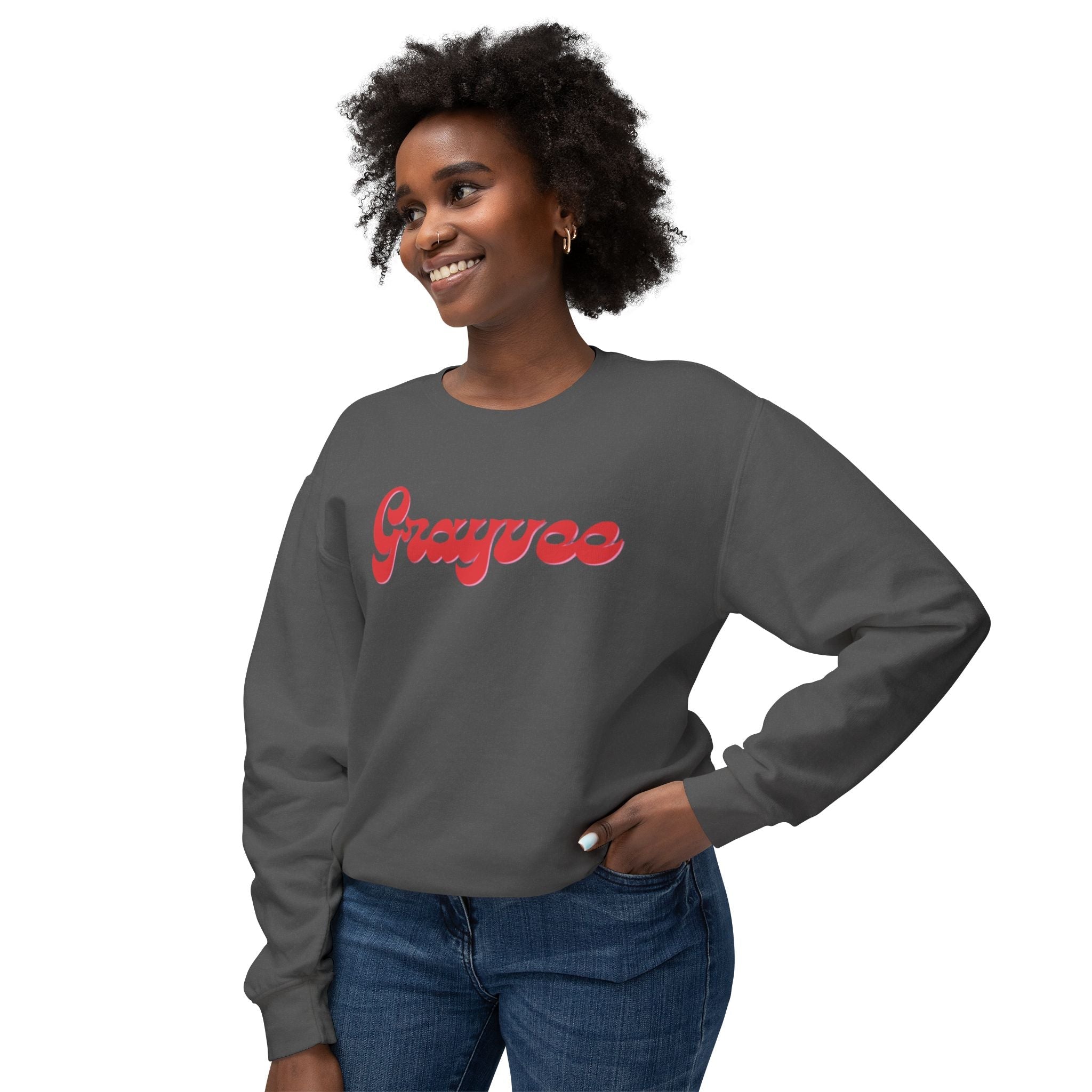 Unisex Lightweight Crewneck Sweatshirt in Charcoal and Cream
