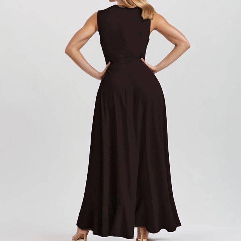 Minimalist Printed A-Line High Waist Commuter Dress