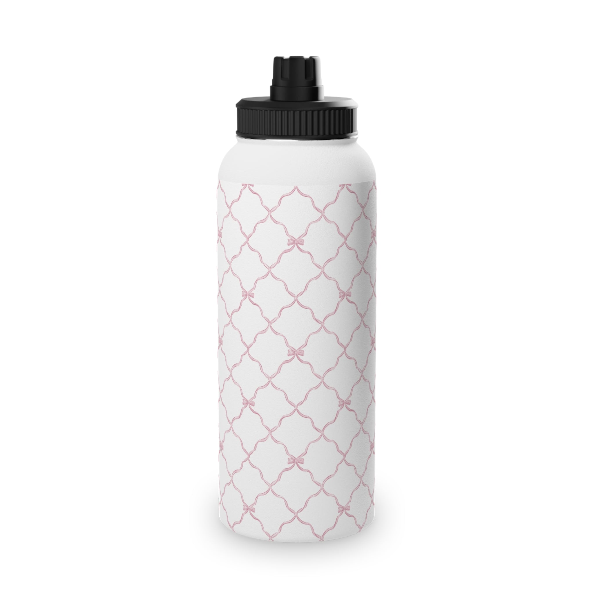 Trellis Bow Stainless Steel Water Bottle, Sports Lid - Pink