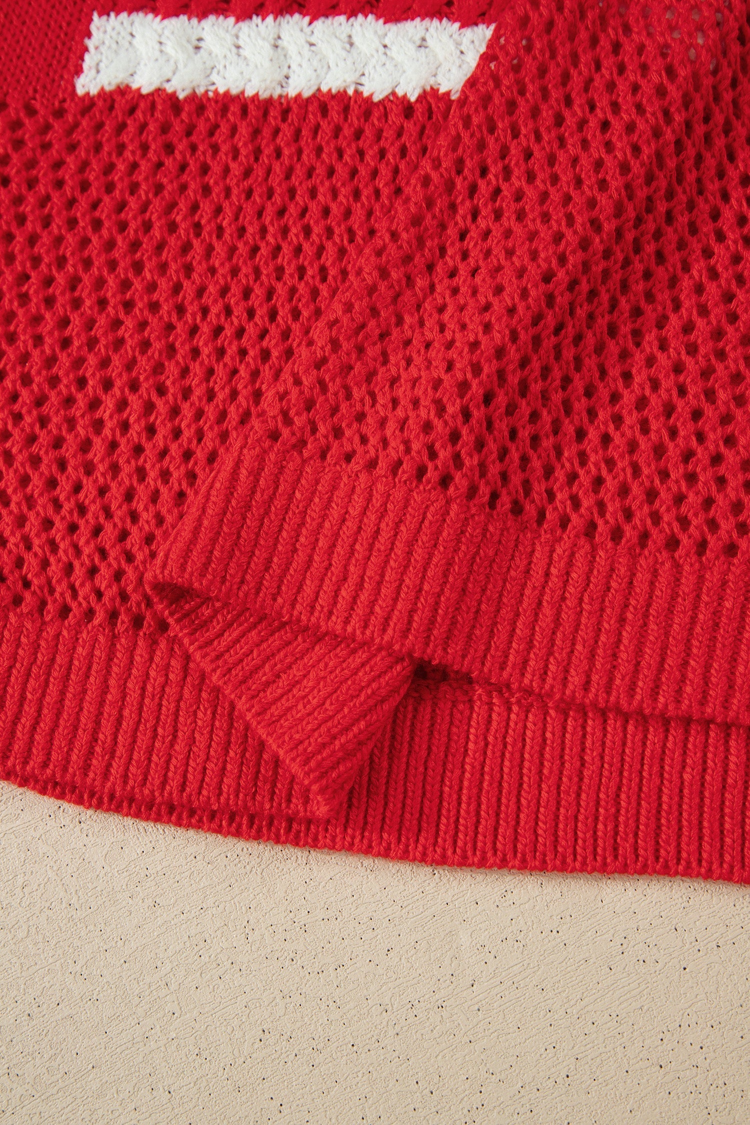 USA Flag Crochet Short Sleeve Sweater Top