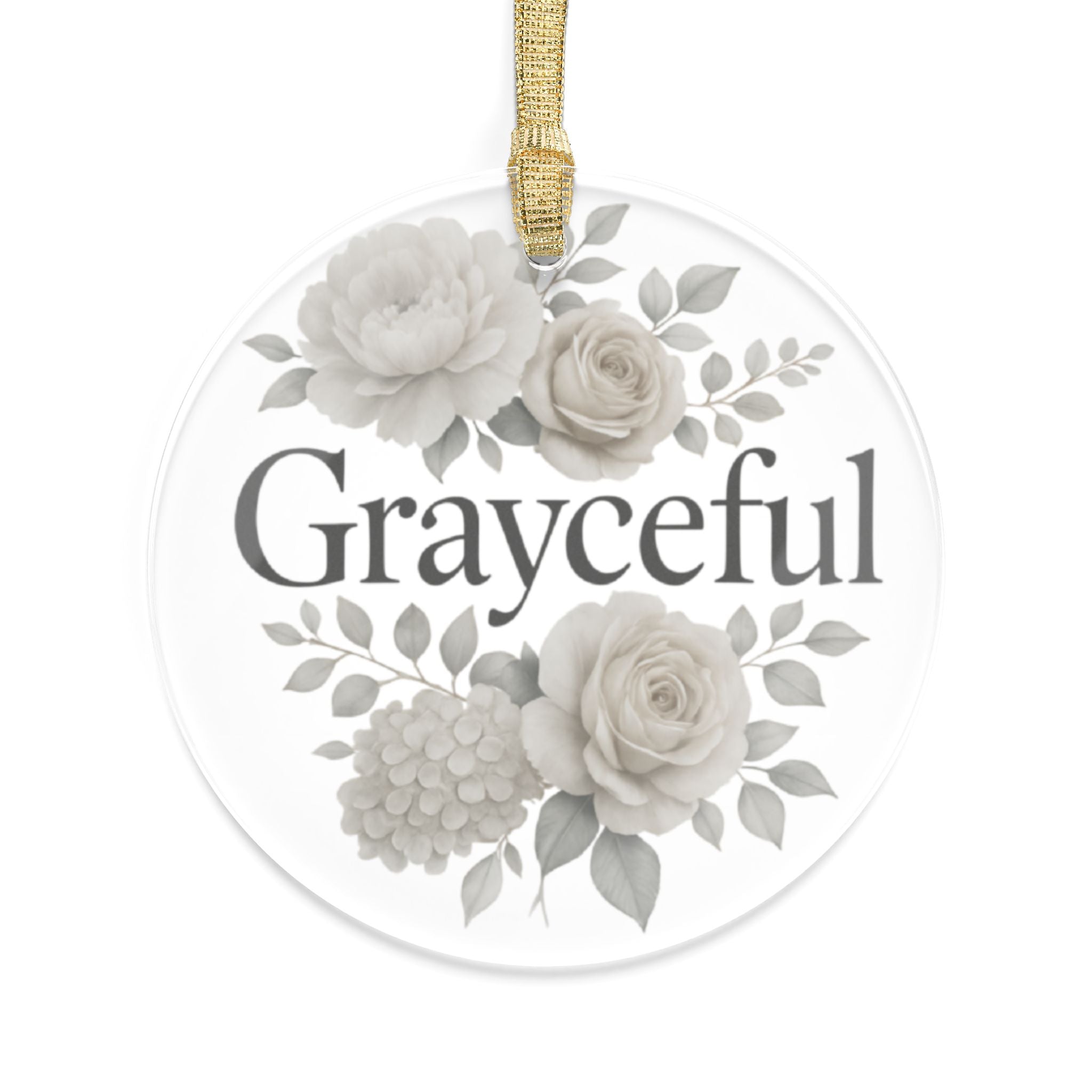 Floral Acrylic Ornament Personalized Keepsake Elegant Holiday Gift