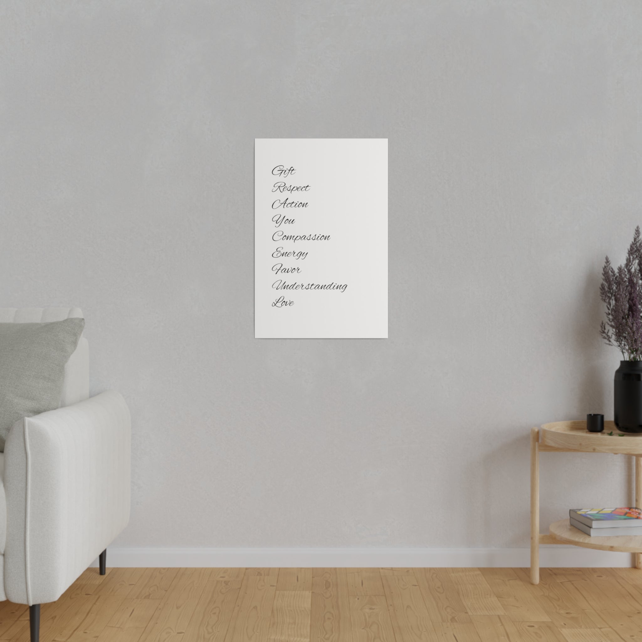 Minimalist Matte Canvas Wall Art, Stretched Black and White Decor