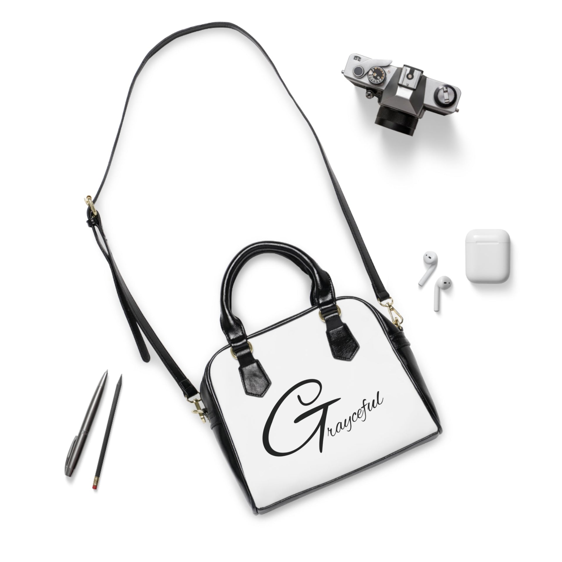 Minimalist Leather Shoulder Handbag, Small Monochromatic Purse