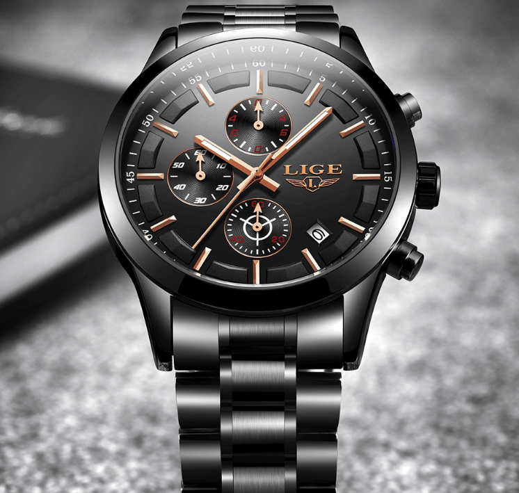Men's Waterproof Chronograph Watch with Date Display & Luxury Dial