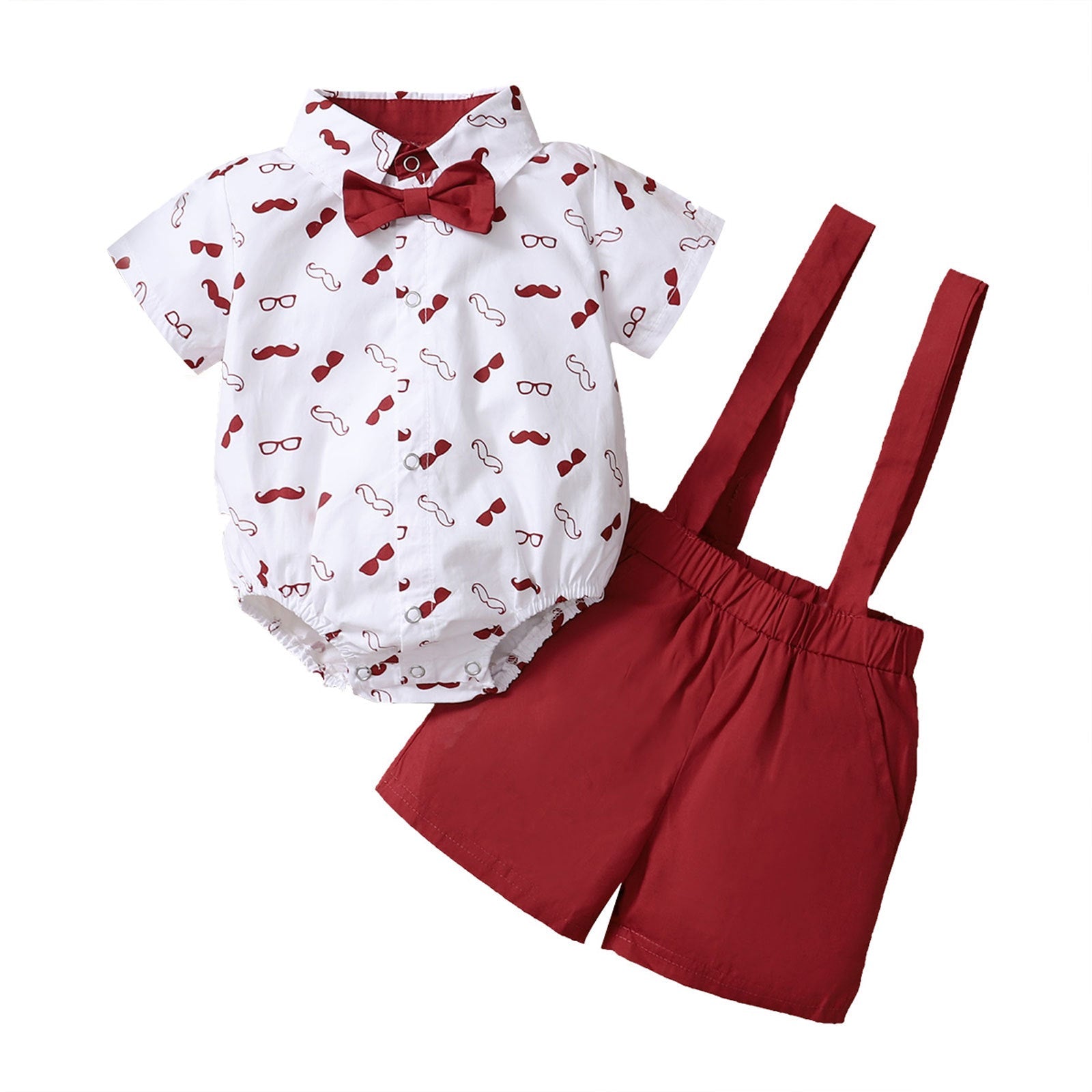 Baby Boys Formal Two-Piece Suspender Outfit with Bow Tie