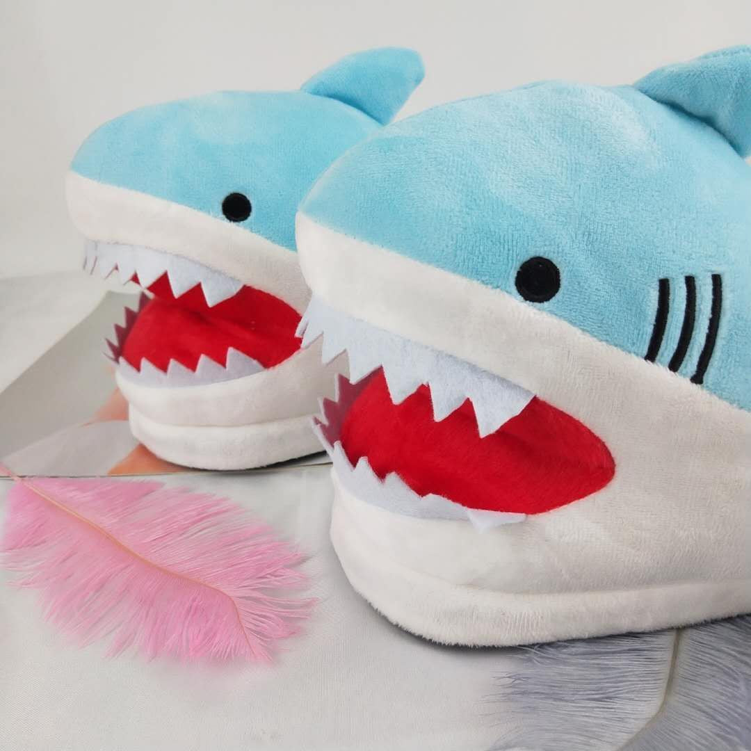 Women's Plush Shark Slippers - Cute Cartoon Winter Indoor Shoes