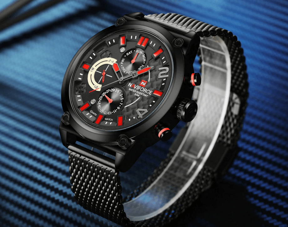 Men's Analog Quartz Wrist Watch with Stainless Steel Mesh Band