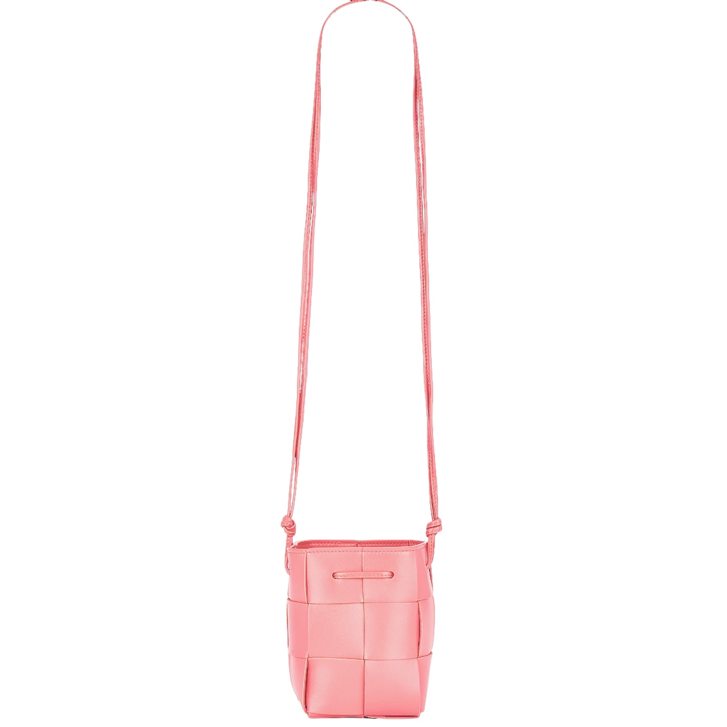Woven Mini Crossbody Bucket Bag Lightweight Leather Handbag