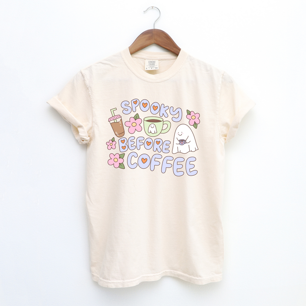 Spooky Before Coffee Oversized Adult Tee