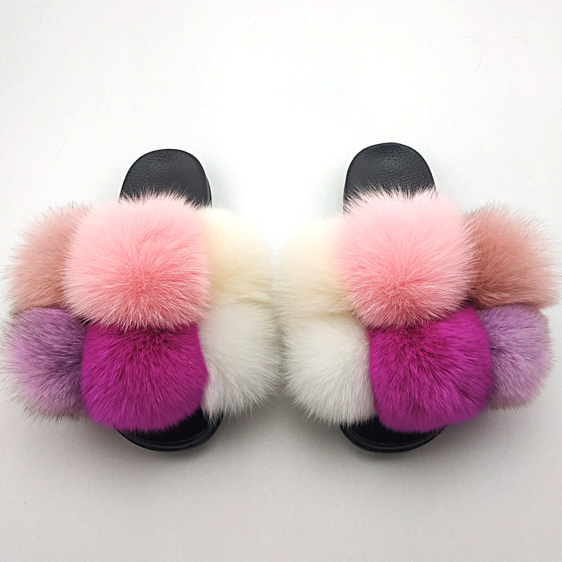 Women's Fluffy Faux Fur Open-Toe Maximalist House Slides
